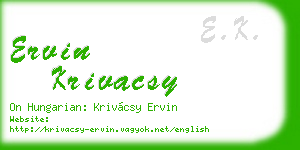 ervin krivacsy business card