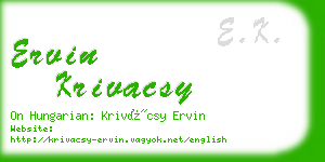 ervin krivacsy business card